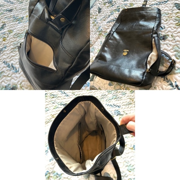 In Pell by Valentina Made in Italy Black Leather Backpack - Picture 7 of 17